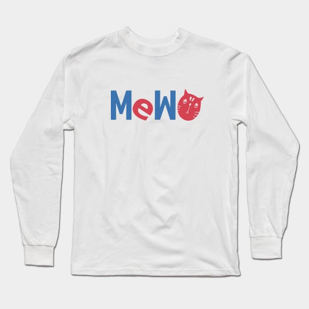 Mewo cute funny cat, cute kitty, cool cat Long Sleeve T-Shirt by MINAART